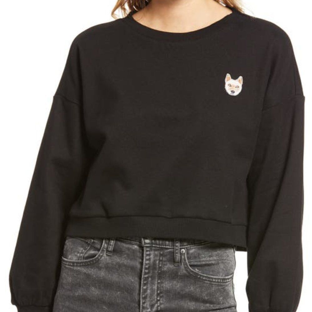 BP Crop Jindo Dog Sweatshirt size small in Black- NEW